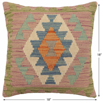 handmade Traditional Pillow Blue Green Hand-Woven SQUARE 100% WOOL Hand woven turkish pillow2' x 2'